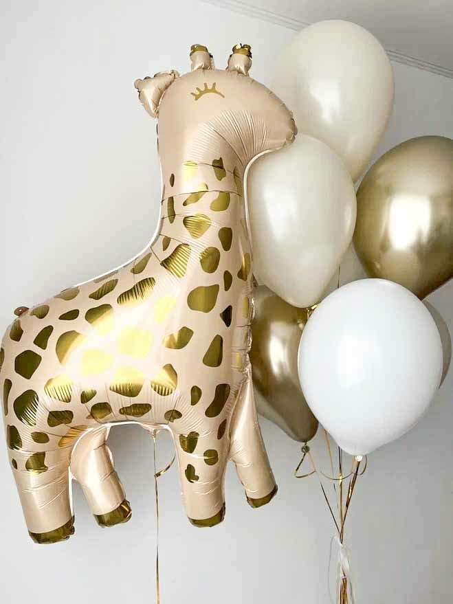 Фольгированный шар жираф бежевый, 114см