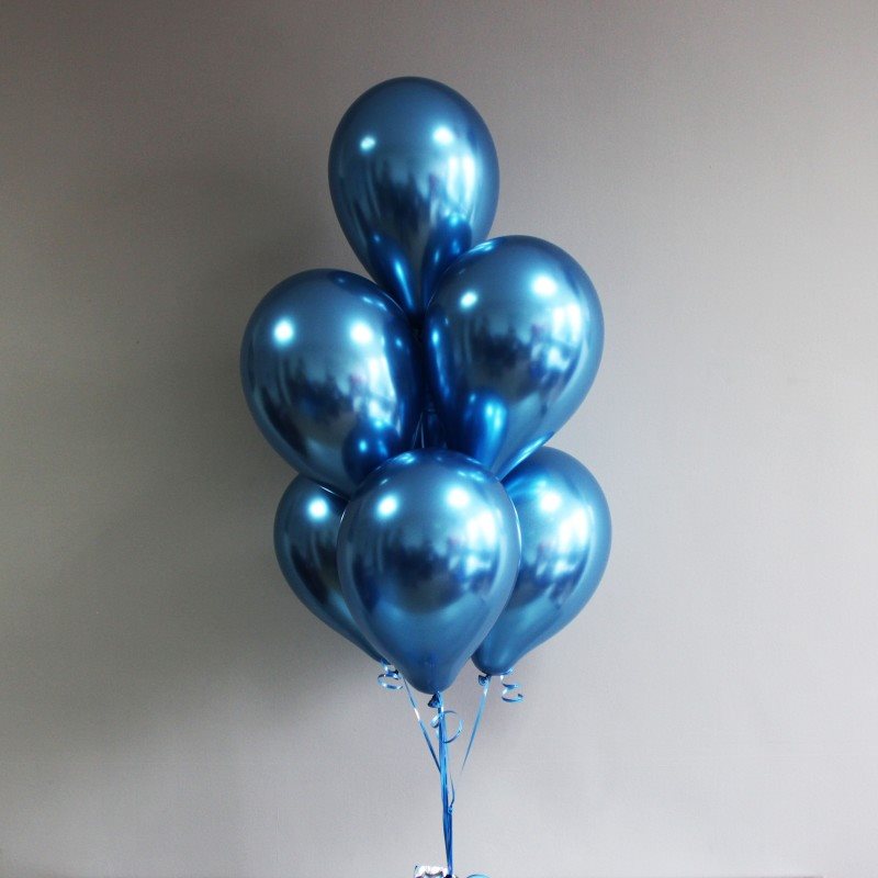 Воздушные шары хром, цвет синий