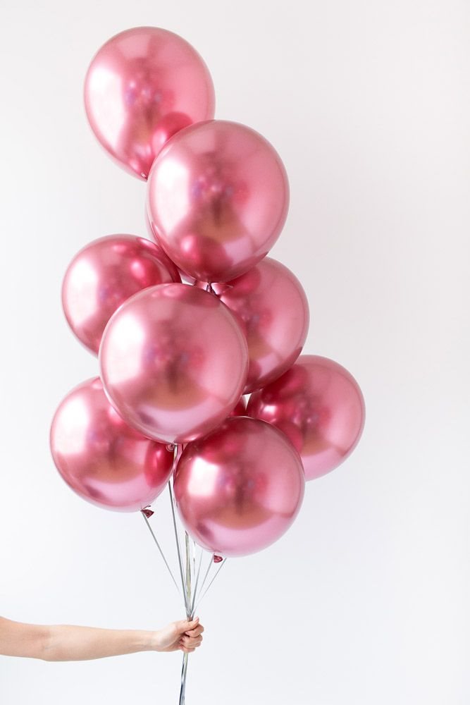Воздушные шары хром, цвет розовый
