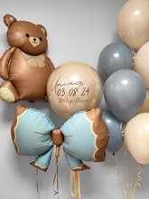 Воздушные шары для мальчика с мишкой и бантом