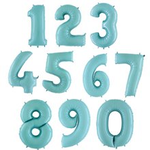 Фольгированная цифра с гелием голубая. 100см