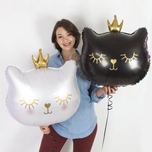 Фольгированный шар фигура, котенок принцесса, цвет черный, 66см