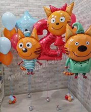 Воздушный шар фигура три кота Коржик, Карамелька, Компот