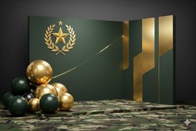 Объемная угловая фотозона на 23 февраля.